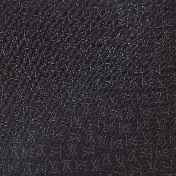 Pre Owned Louis Vuitton Black Logo Jacquard Silk Tie