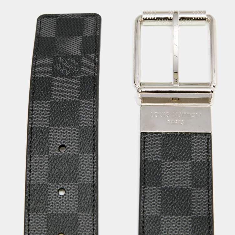 مملوكة مسبقًا Louis Vuitton Black Damier Graphite Canvas Reversible Belt 110CM