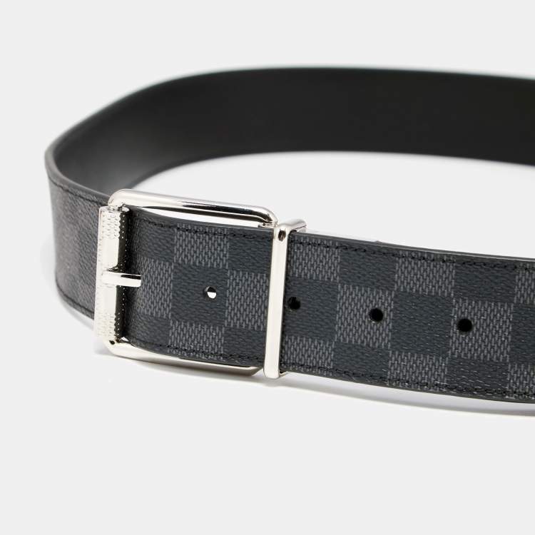 مملوكة مسبقًا Louis Vuitton Black Damier Graphite Canvas Reversible Belt 110CM