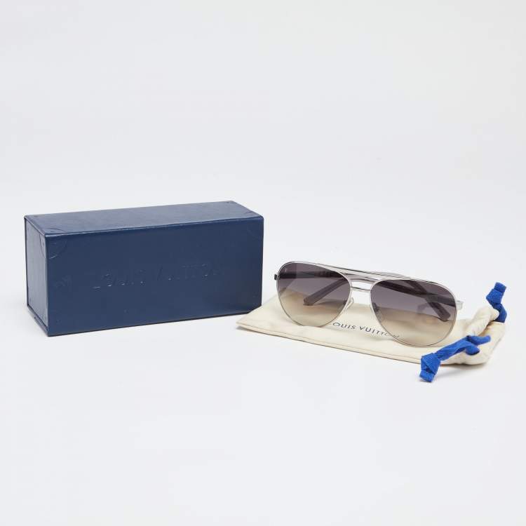 Pre Owned Louis Vuitton Silver/Grey Gradient Z0340U Attitude Pilote Aviator Sunglasses