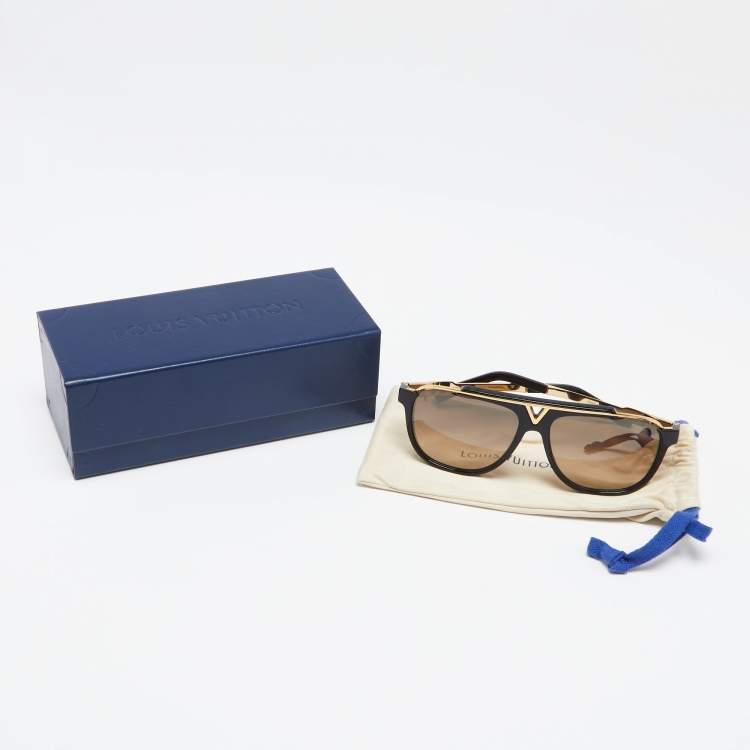 Pre Owned Louis Vuitton Black & Gold Z0936W Evidence Aviator Gradient Sunglasses