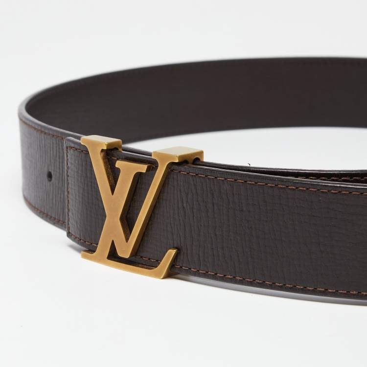 Pre Owned Louis Vuitton Dark Brown Leather LV Initiales Belt 90CM