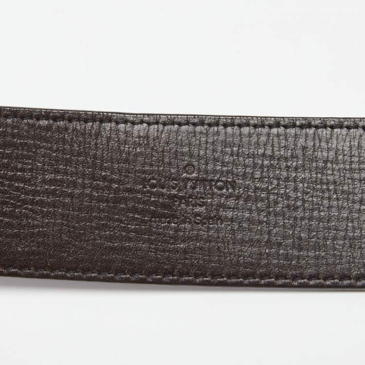 Pre Owned Louis Vuitton Dark Brown Leather LV Initiales Belt 90CM