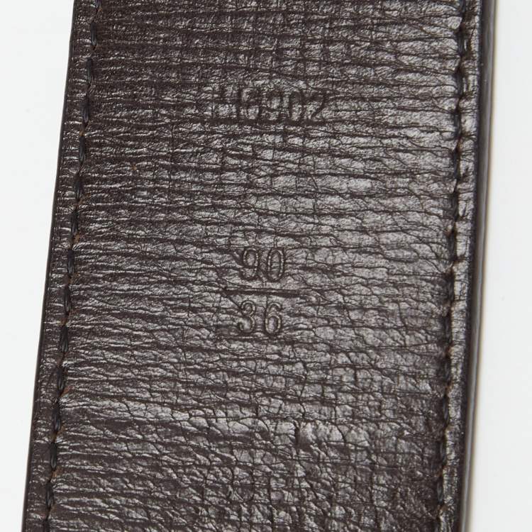 Pre Owned Louis Vuitton Dark Brown Leather LV Initiales Belt 90CM