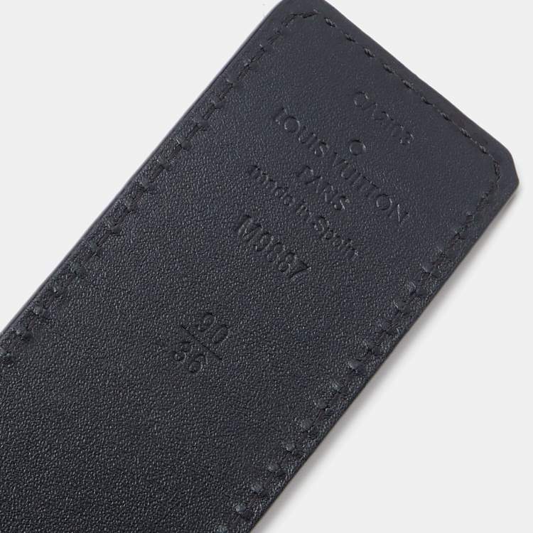 Pre Owned Louis Vuitton Brown/Black Leather Reversible Initials Belt 90CM