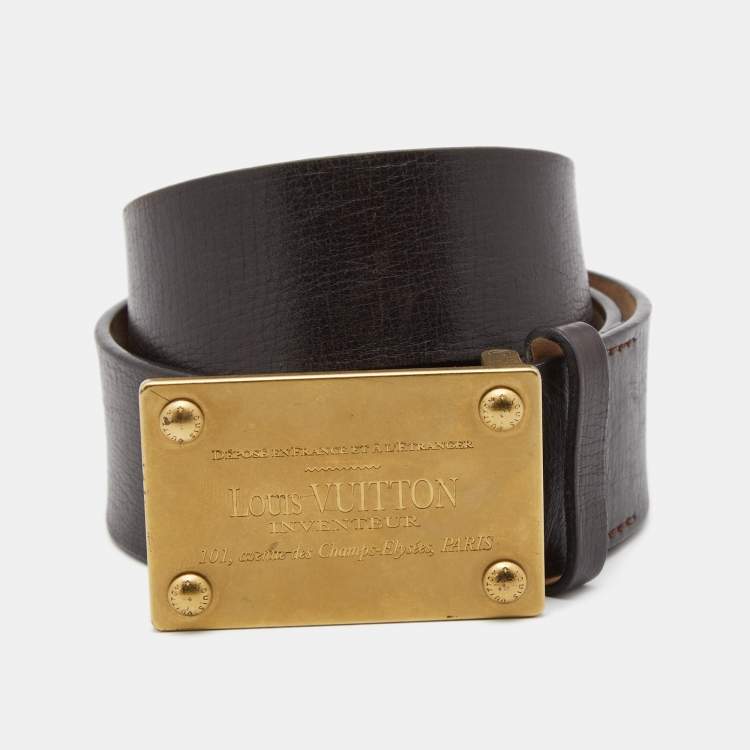 Louis Vuitton Dark Brown Leather Inventeur Belt 100CM Louis Vuitton | The  Luxury Closet