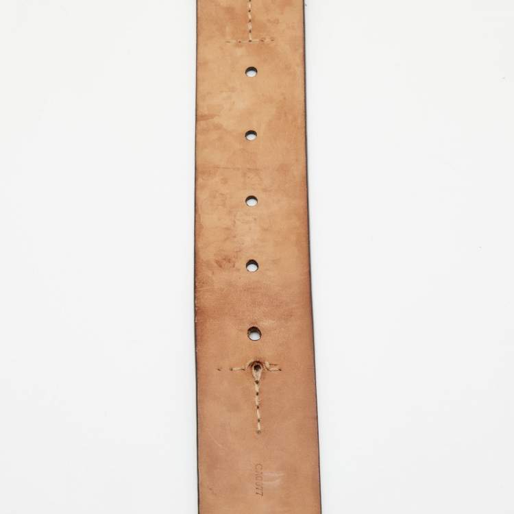 Pre Owned Louis Vuitton Dark Brown Leather Inventeur Belt 100CM