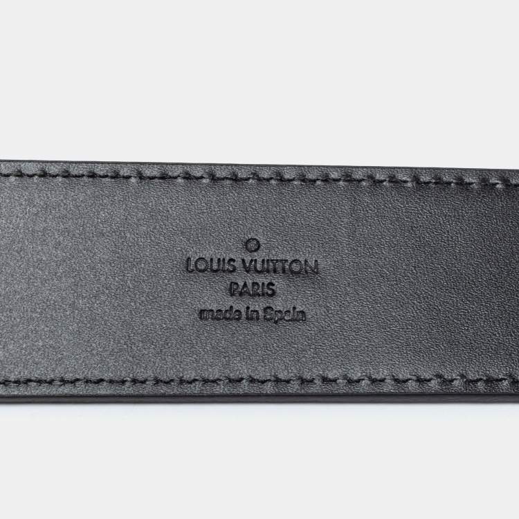 Pre Owned Louis Vuitton Black Mini Damier Suede LV Initiales Belt 110CM
