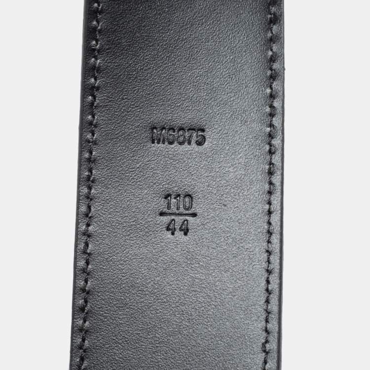 Pre Owned Louis Vuitton Black Mini Damier Suede LV Initiales Belt 110CM