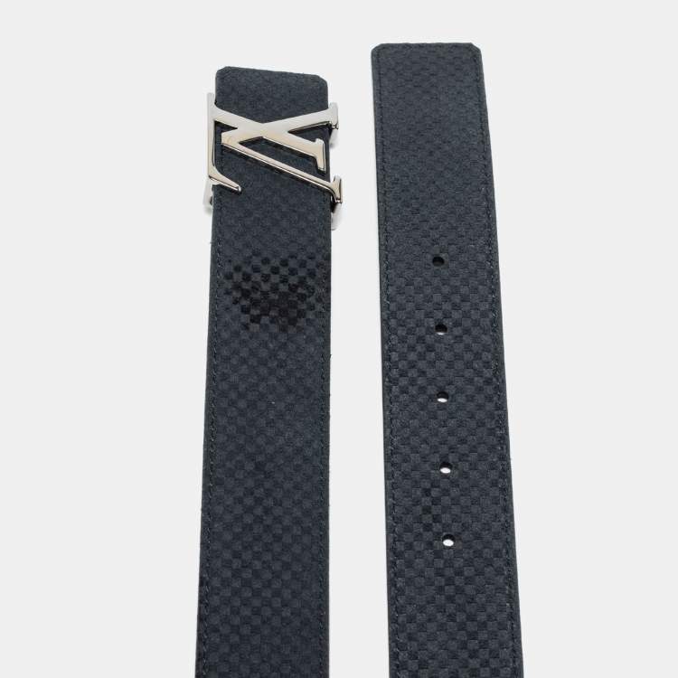 Louis Vuitton Black Mini Damier Suede LV Initiales Belt 110CM