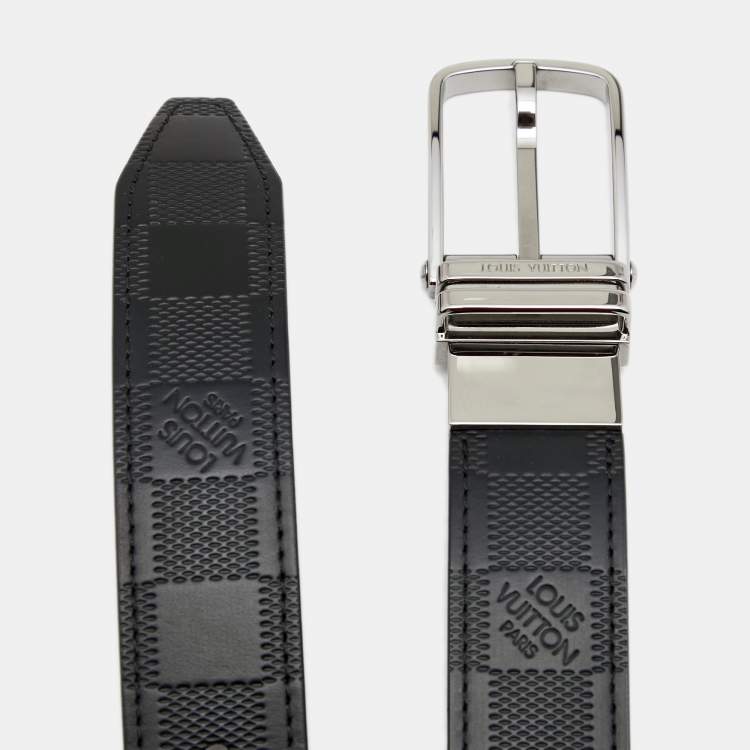 مملوكة مسبقًا Louis Vuitton Black Damier Leather Reversible Boston Belt 85CM