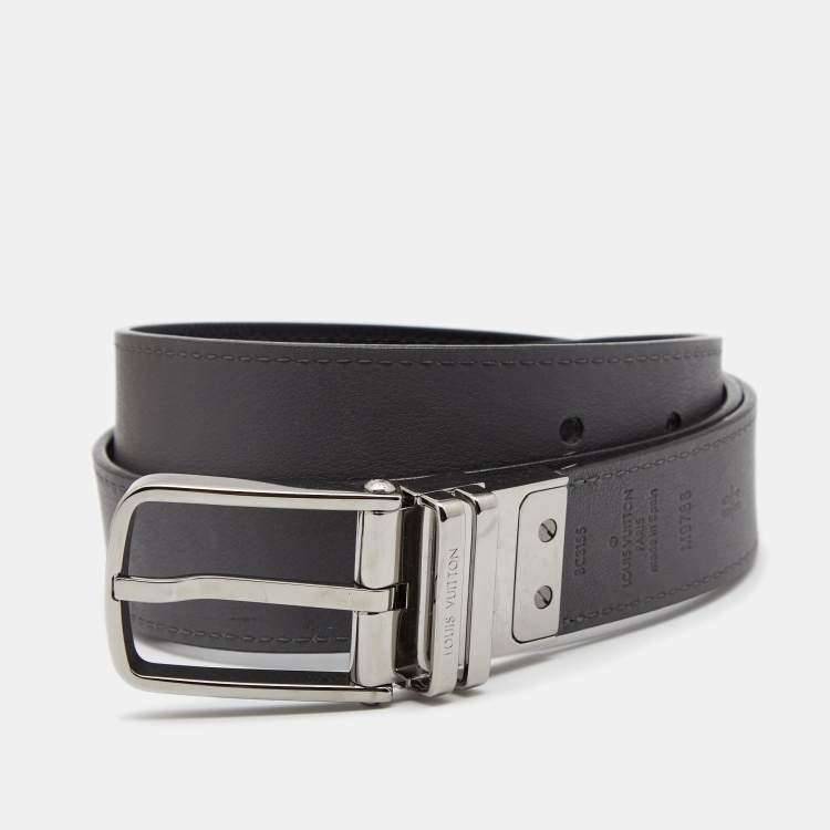 مملوكة مسبقًا Louis Vuitton Black Damier Leather Reversible Boston Belt 85CM