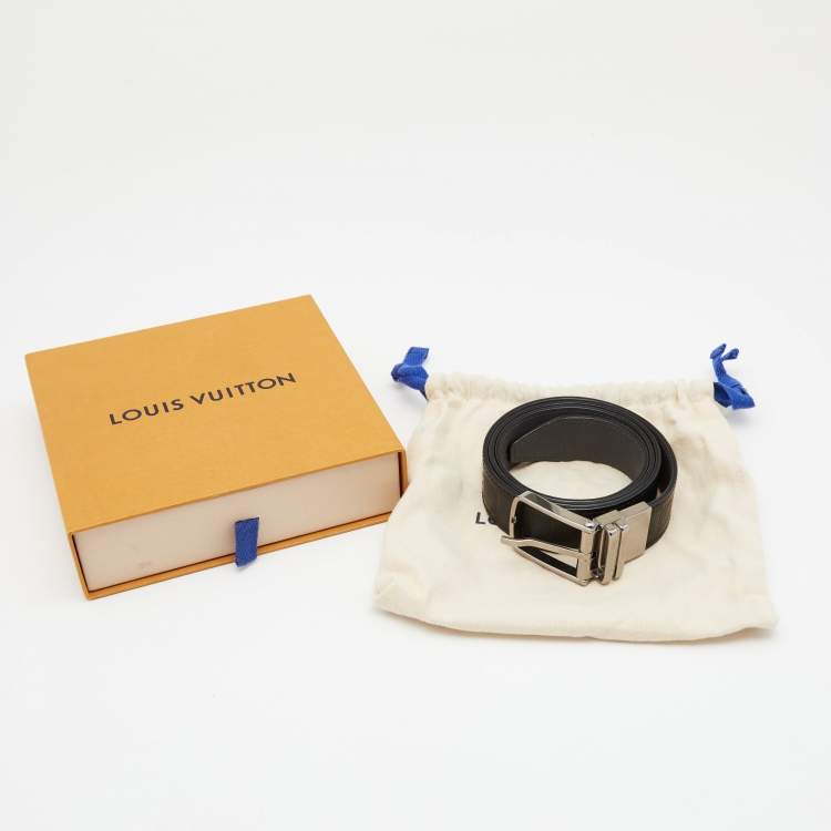 مملوكة مسبقًا Louis Vuitton Black Damier Leather Reversible Boston Belt 85CM