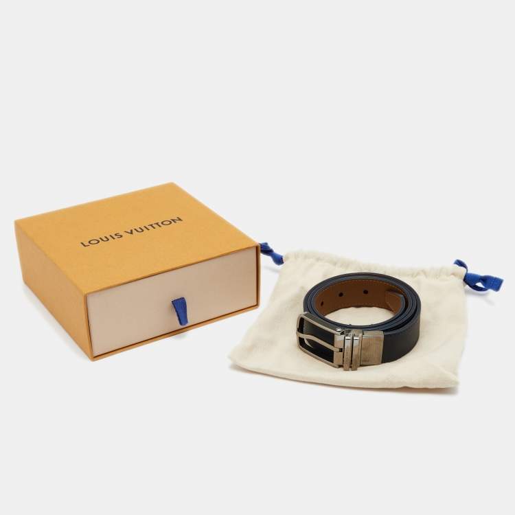 مملوكة مسبقًا Louis Vuitton Blue Damier Leather Reversible Boston Belt 85CM