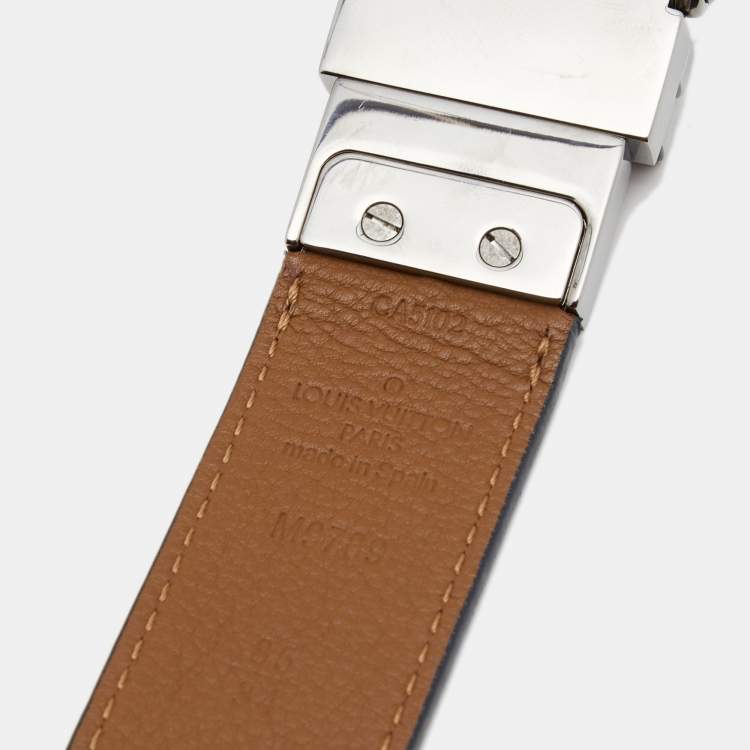 مملوكة مسبقًا Louis Vuitton Blue Damier Leather Reversible Boston Belt 85CM