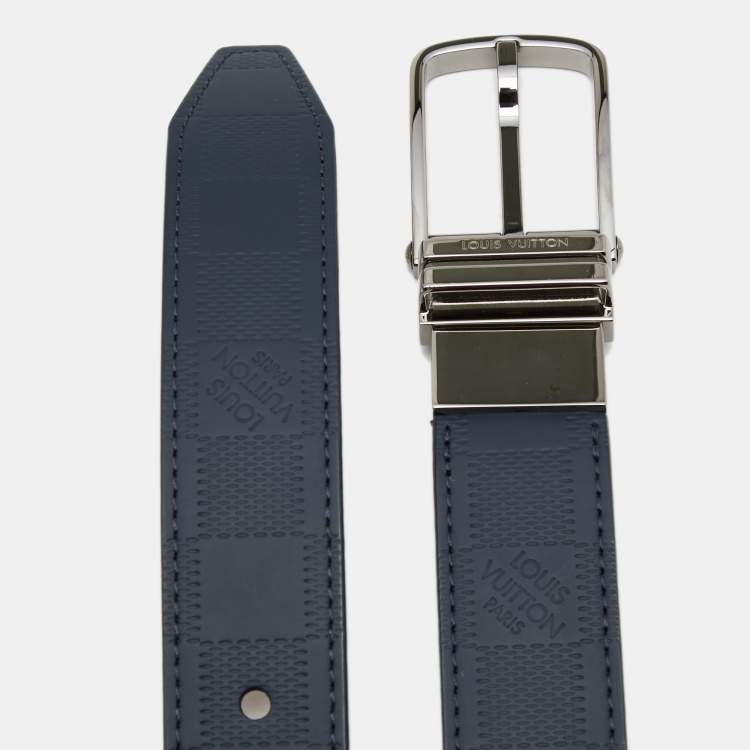 مملوكة مسبقًا Louis Vuitton Blue Damier Leather Reversible Boston Belt 85CM