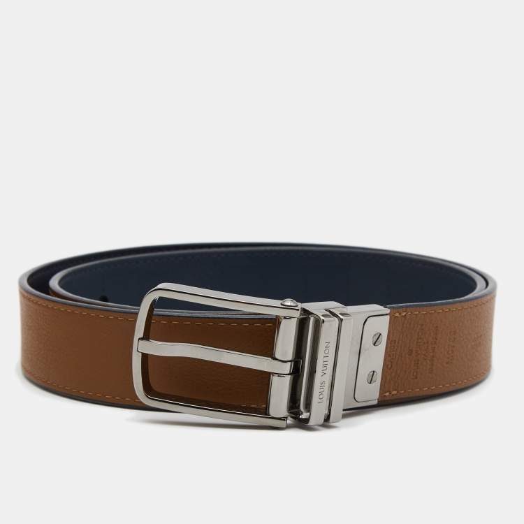 مملوكة مسبقًا Louis Vuitton Blue Damier Leather Reversible Boston Belt 85CM
