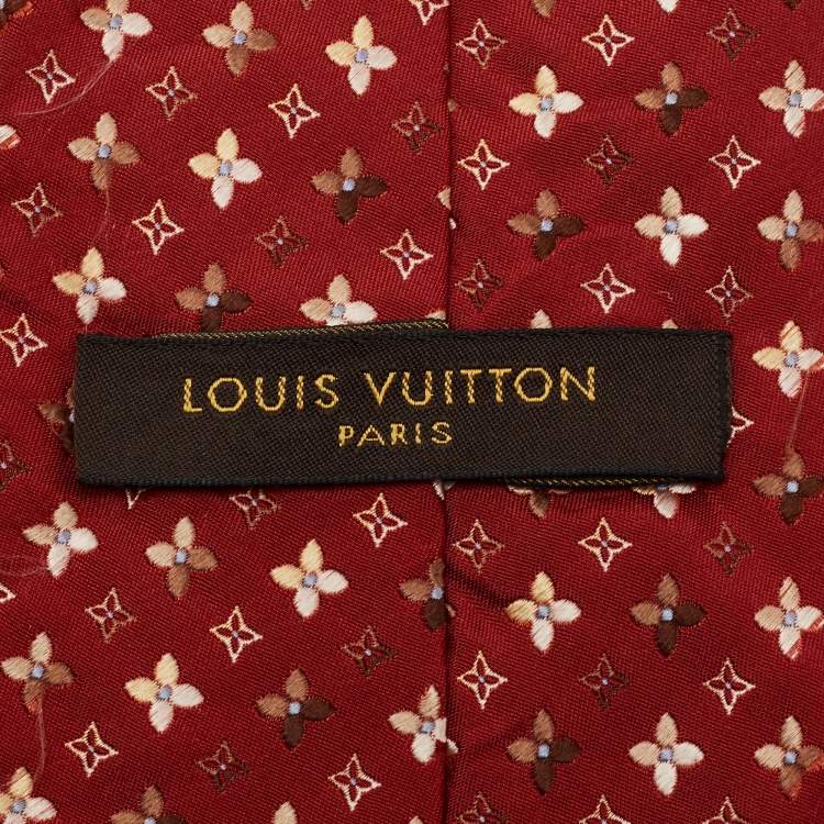Pre Owned Louis Vuitton Red Monogram Silk Tie