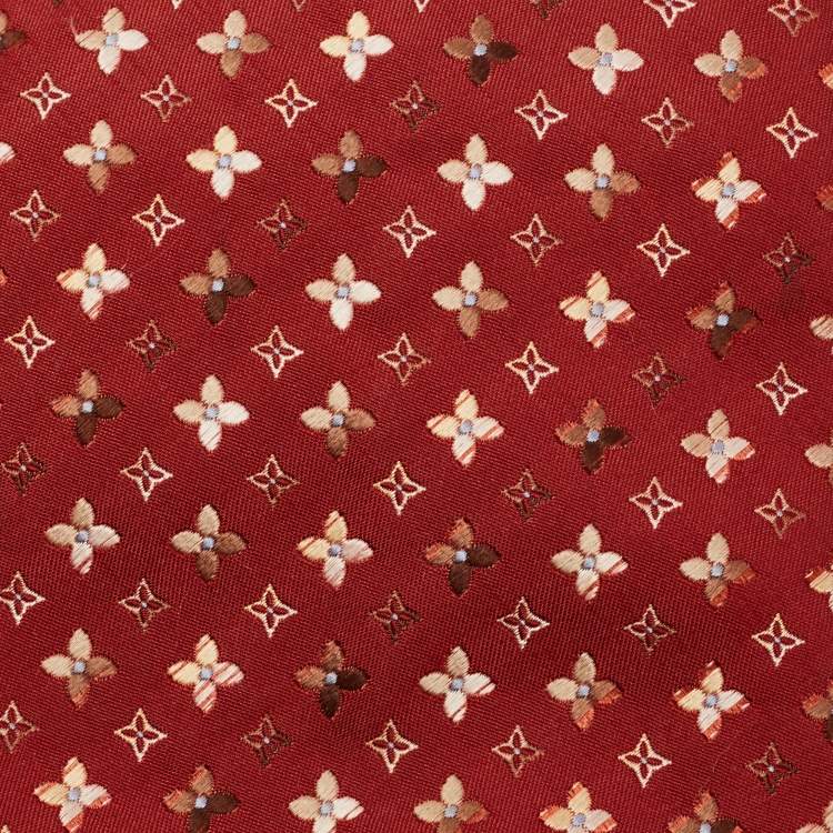 Pre Owned Louis Vuitton Red Monogram Silk Tie