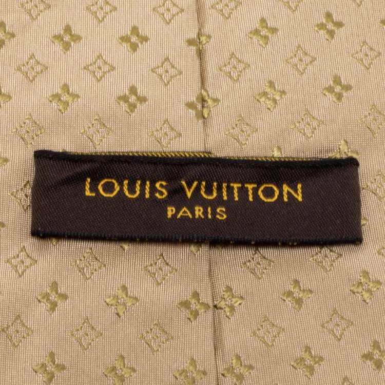Pre Owned Louis Vuitton Beige Monogram Silk Tie 