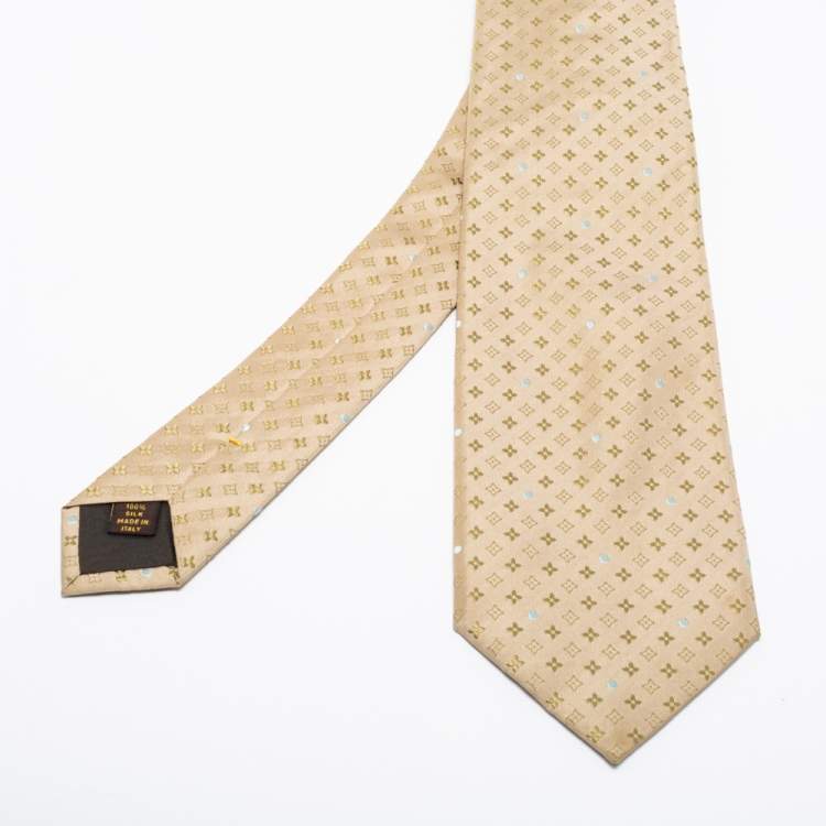 Pre Owned Louis Vuitton Beige Monogram Silk Tie 