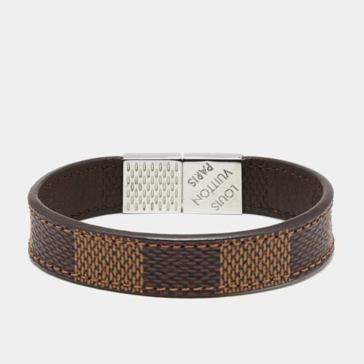 Pre Owned Louis Vuitton Damier Ebene Canvas Brown Pull It Bracelet
