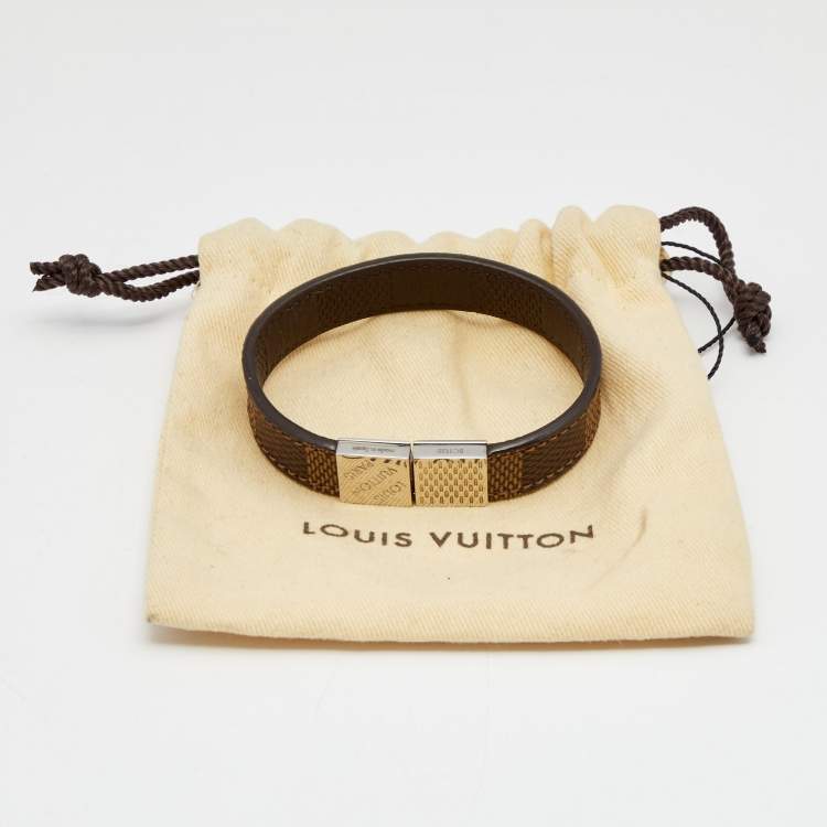 Pre Owned Louis Vuitton Damier Ebene Canvas Brown Pull It Bracelet