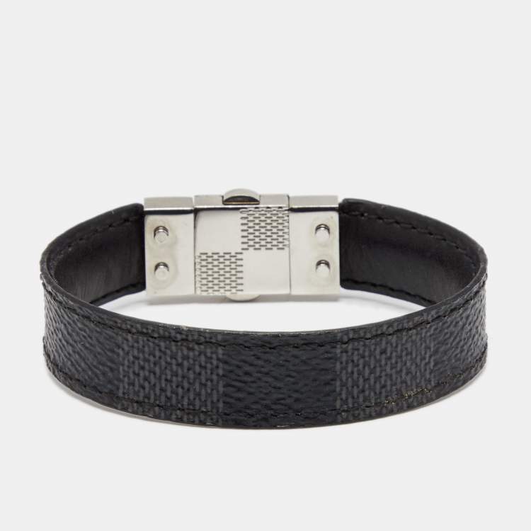 Pre Owned Louis Vuitton Pull It Damier Canvas Silver Tone Reversible Wrap Bracelet