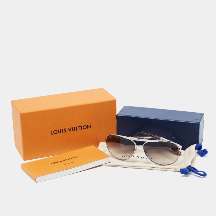 Pre Owned Louis Vuitton Silver/Grey Gradient Z0340U Attitude Pilote Aviator Sunglasses