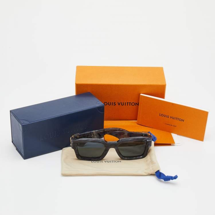 Pre Owned Louis Vuitton Anthracite Grey Marble/Black Z1596W LV Match Sunglasses