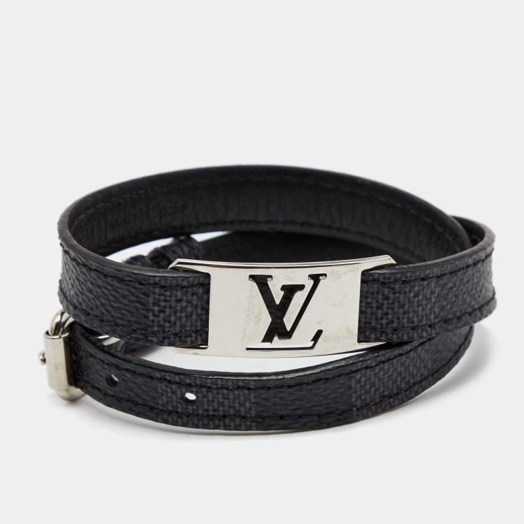 Louis Vuitton Silver Tone Metal Leather Bracelet, Louis Vuitton