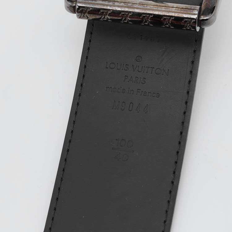 Pre Owned Louis Vuitton Black Monogram Canvas Buckle Belt Size 100CM