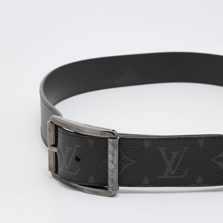 Pre Owned Louis Vuitton Black Monogram Canvas Buckle Belt Size 100CM