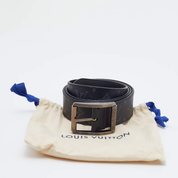 Pre Owned Louis Vuitton Black Monogram Canvas Buckle Belt Size 100CM