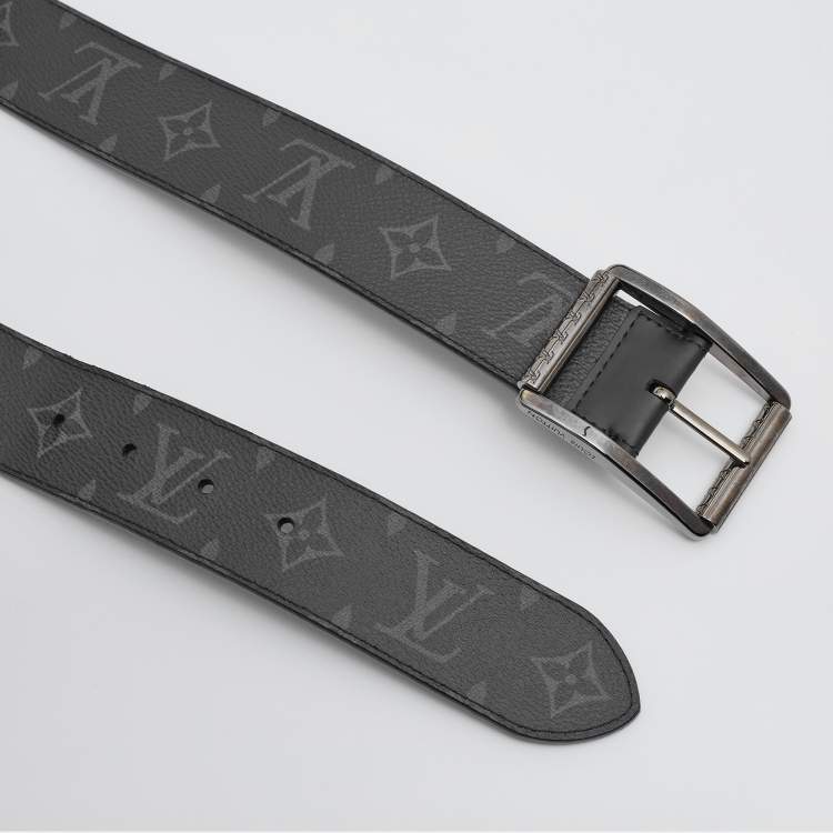 Louis Vuitton Black Monogram Canvas Buckle Belt Size 100CM Louis