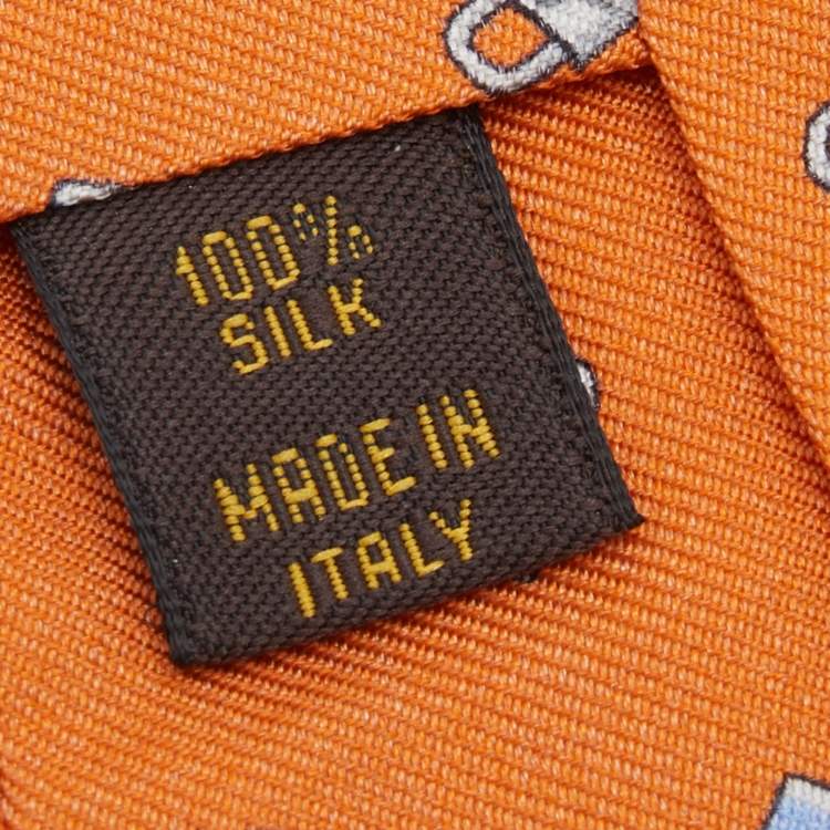 مملوكة مسبقًا Louis Vuitton Orange Padlock Print Silk Tie
