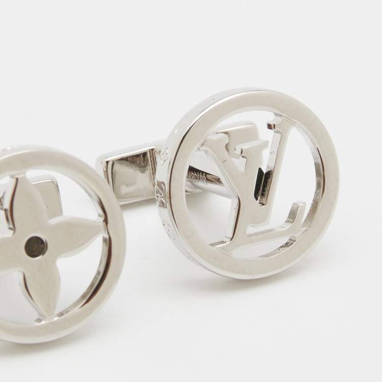 Louis Vuitton Silver Tone Round Catch Cufflinks Louis