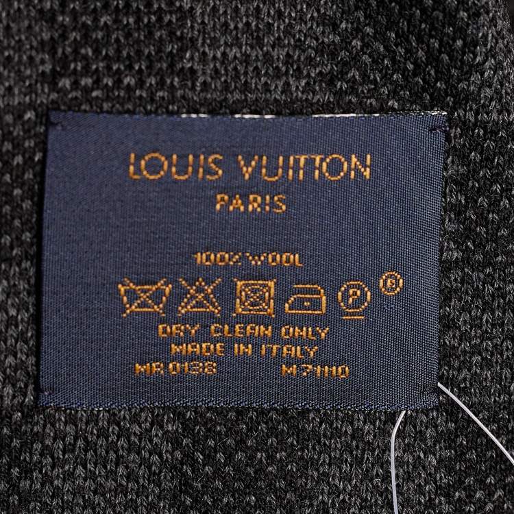 Pre Owned Louis Vuitton Black Damier LV Alpes Helsinki Wool Scarf