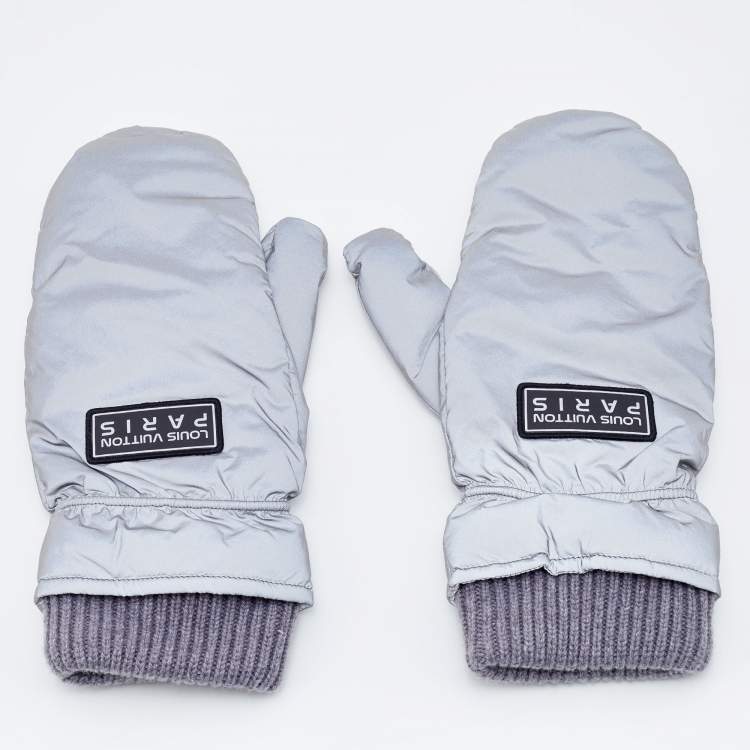 Pre Owned Louis Vuitton Grey Space Mission Shimmer Synthetic Gloves