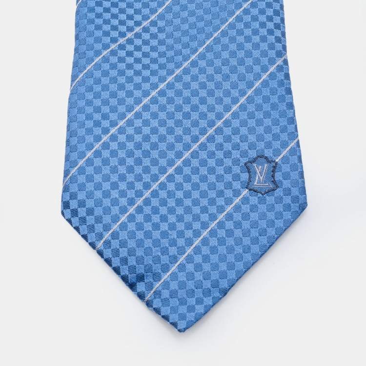 مملوكة مسبقًا Louis Vuitton Blue Damier Jacquard Silk Tie