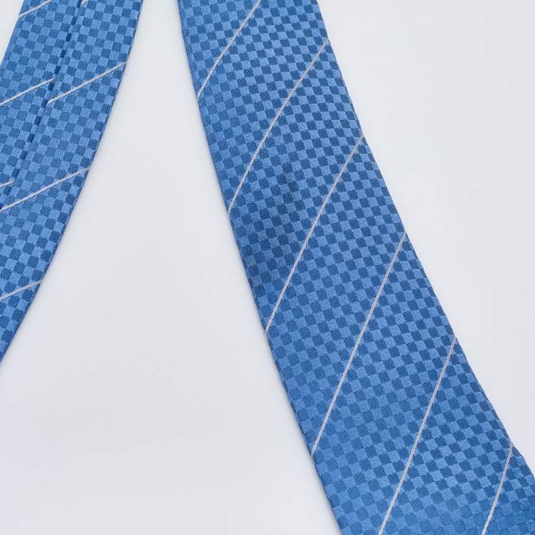 مملوكة مسبقًا Louis Vuitton Blue Damier Jacquard Silk Tie