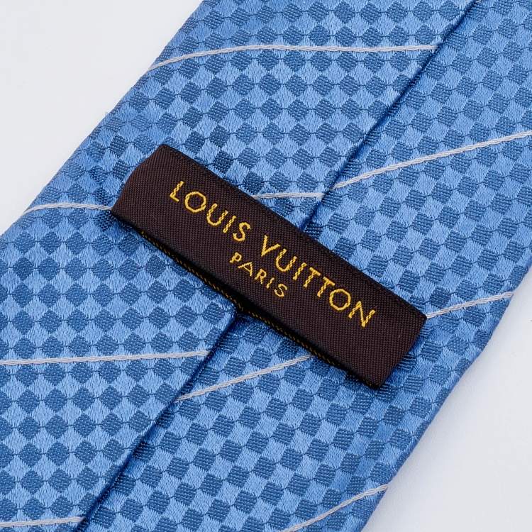 مملوكة مسبقًا Louis Vuitton Blue Damier Jacquard Silk Tie