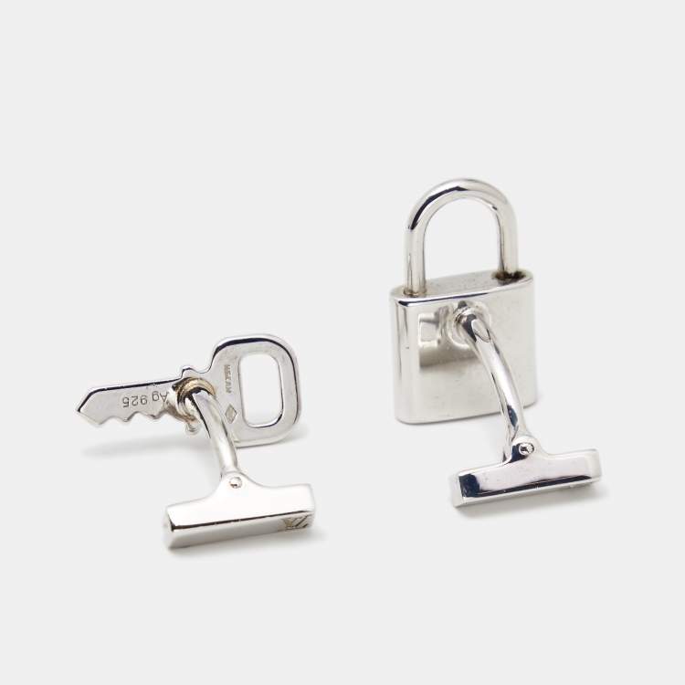 Pre Owned Louis Vuitton Lock Key Sterling Silver Cufflinks