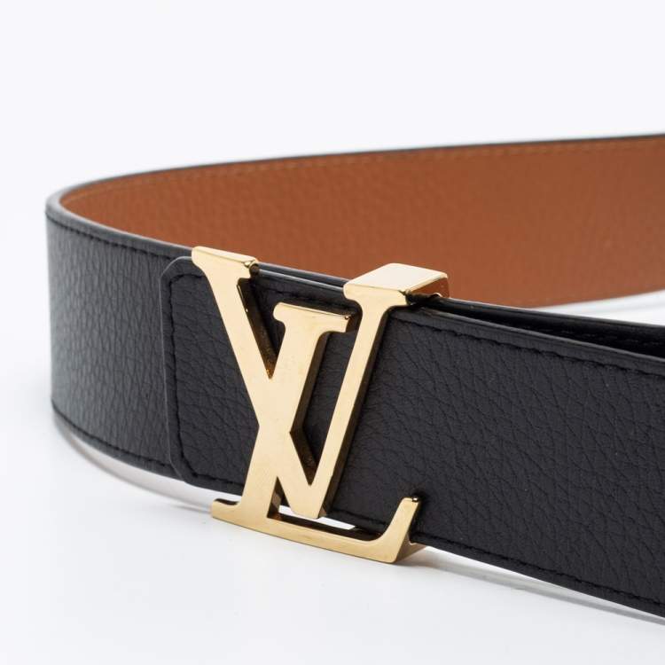 Pre Owned Louis Vuitton Black Leather LV Initiales Belt 90 CM