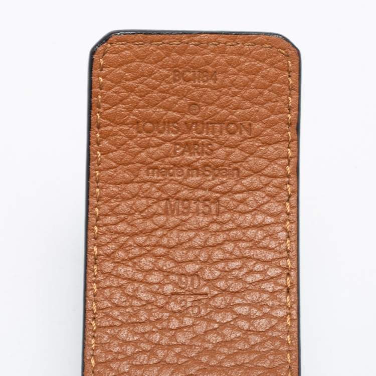 Pre Owned Louis Vuitton Black Leather LV Initiales Belt 90 CM