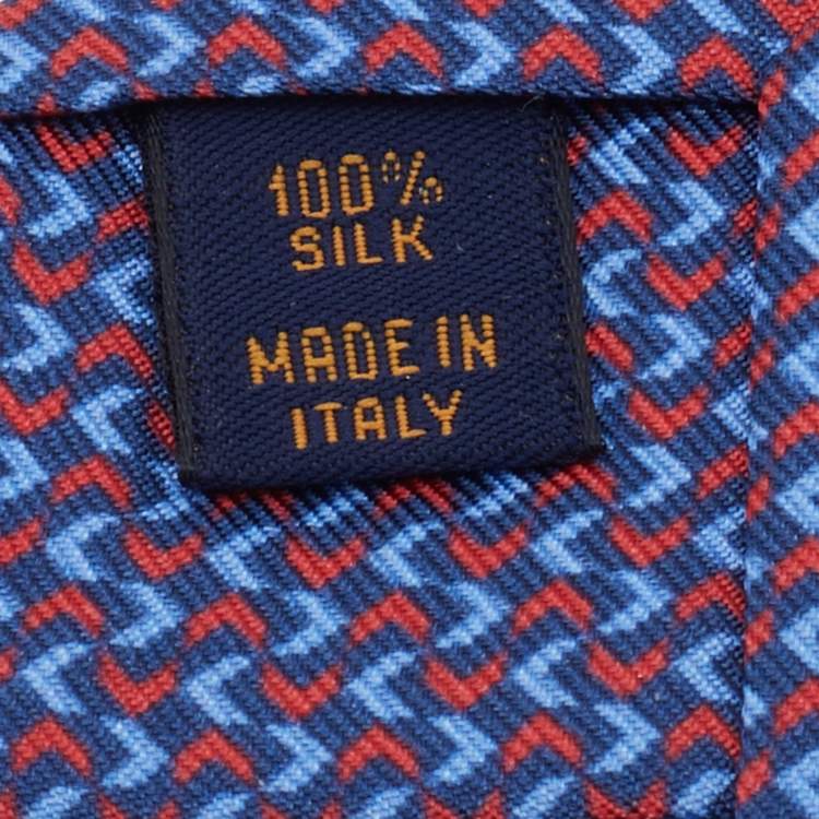 Pre Owned Louis Vuitton Blue Arrow Print Silk Tie 