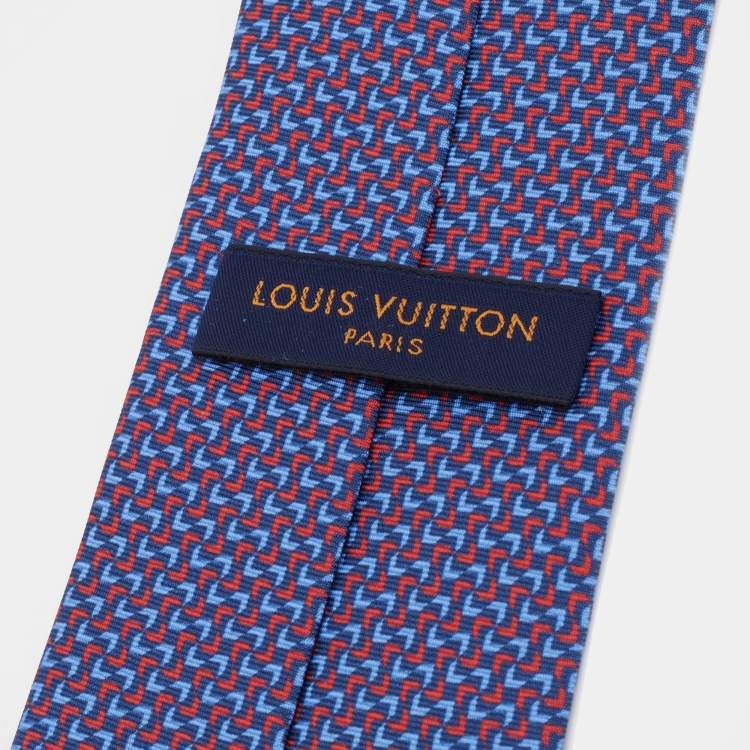 Pre Owned Louis Vuitton Blue Arrow Print Silk Tie 