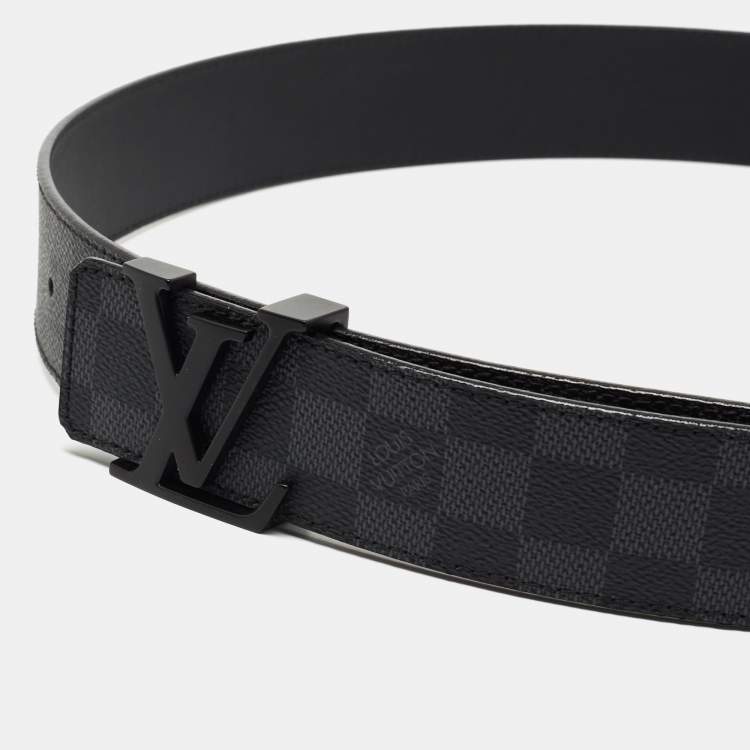 Pre Owned Louis Vuitton Damier Graphite Canvas LV Initiales Belt 95 CM