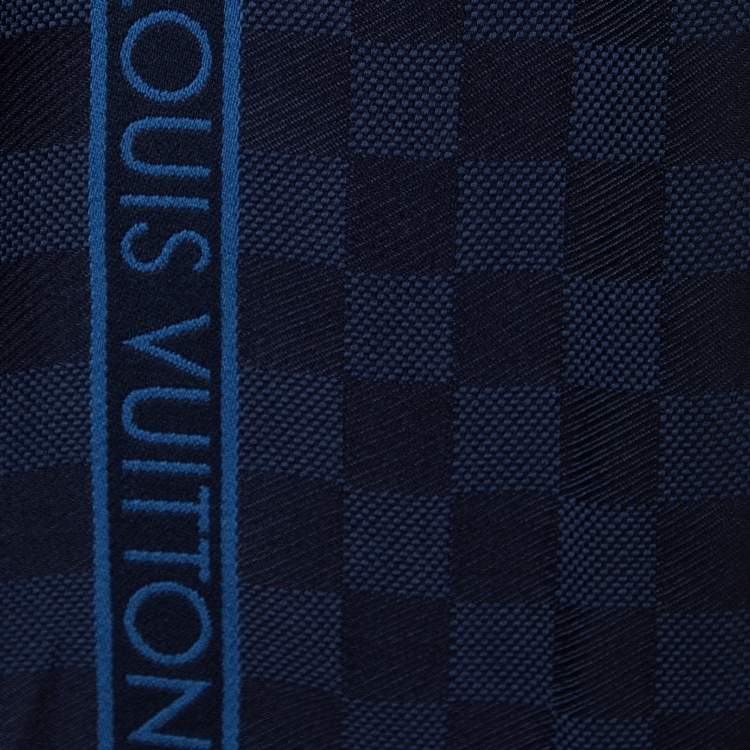 Pre Owned Louis Vuitton Navy Blue Messager Damier Wool Scarf