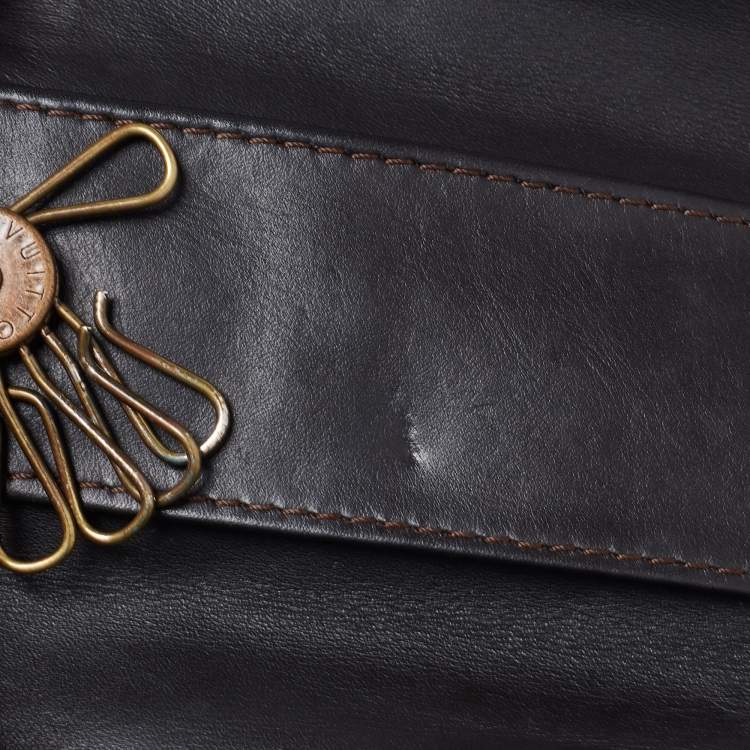 Pre Owned Louis Vuitton Brown Utah Leather Key Holder